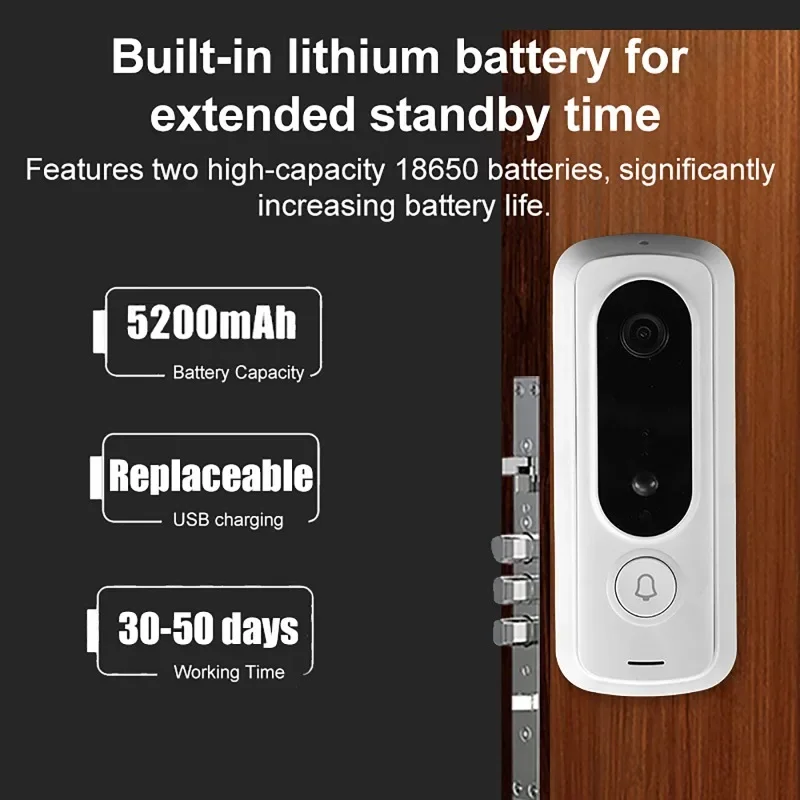 2.4G WiFi Video Doorbell 1080P HD Smart Outdoor Wireless Two-way Intercom Waterproof PIR Motion Detection Wireless Camera Bell