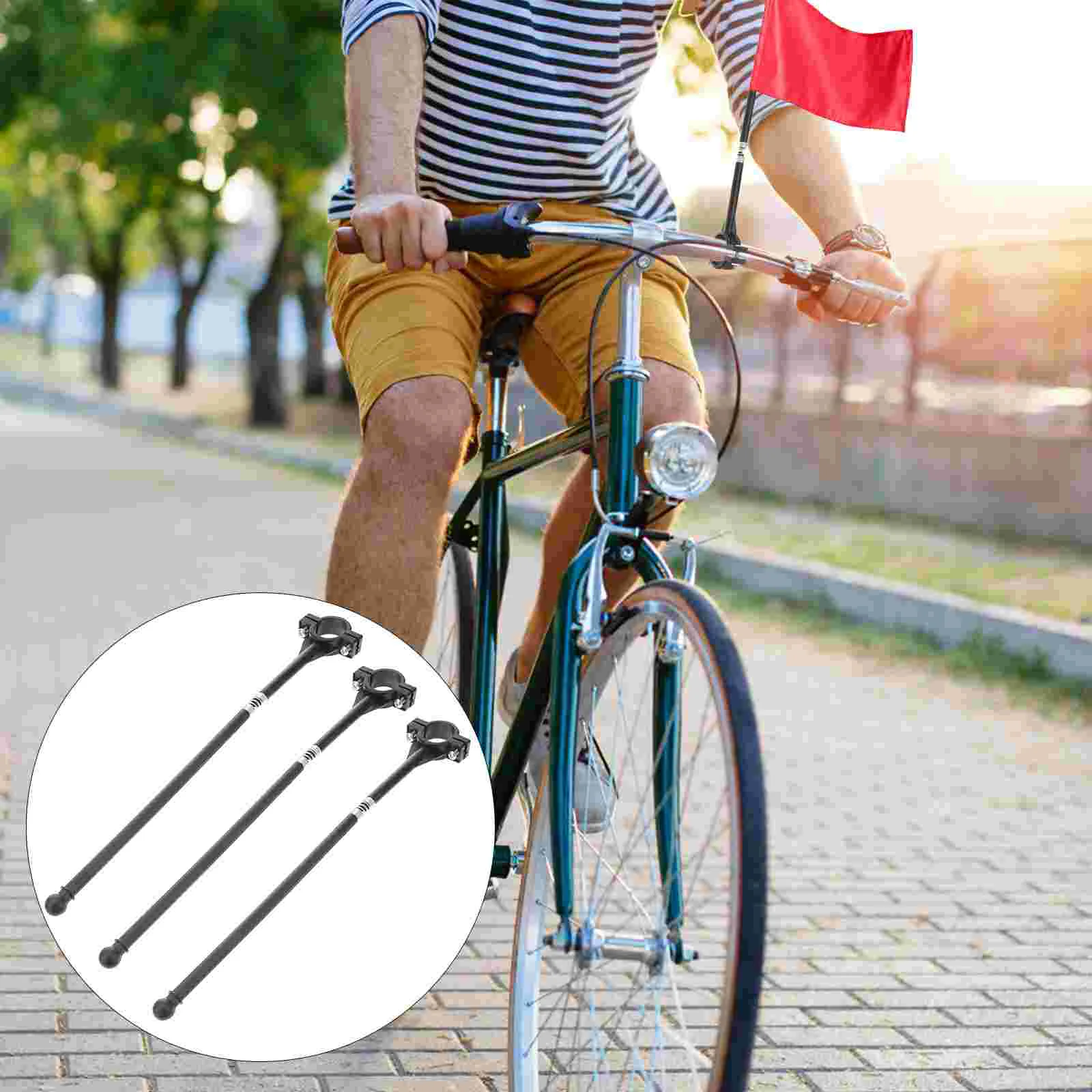 6 Pcs Bicycle Flagpole Bike Flags with Fiberglass for Safety Cycling Handlebar Motorcycle Mounts Banner