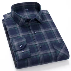 Camisa de flanela xadrez manga longa masculina, 100% algodão, roupas macias de conforto, alta qualidade, casual, negócios, primavera, outono, novo, ajuste, luxo