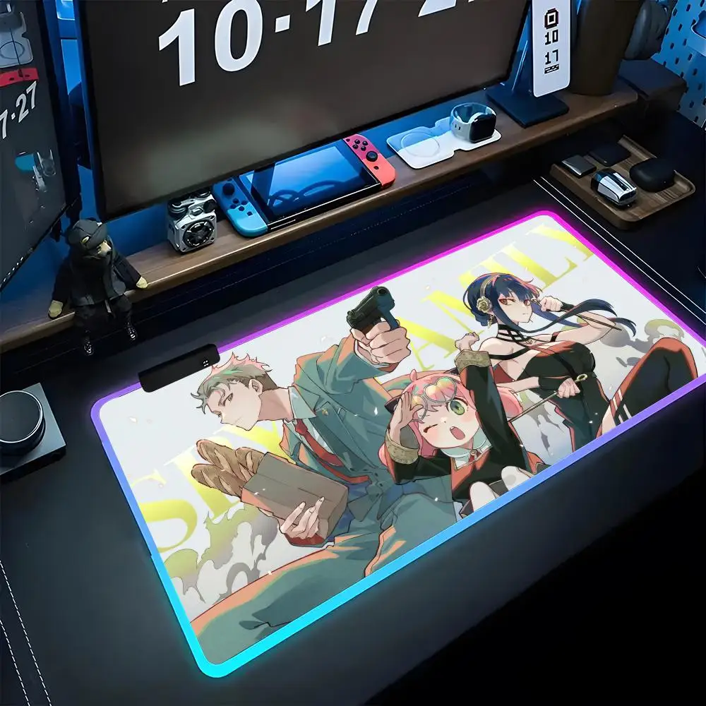 S-spy X Family Mouse Pad Gamer Luminescence Led Mouse Pad Gaming Table Rgb Deskmat Keyboard Pc Mousepad