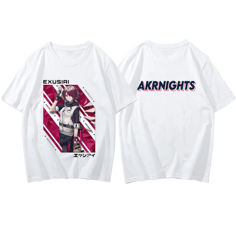 Arknights Doctor Short Sleeve Clothes Hot Game Japan Anime Prelude To Dawn Tshirt Amiya Otaku ACG Printed Man T-shirt Hipster