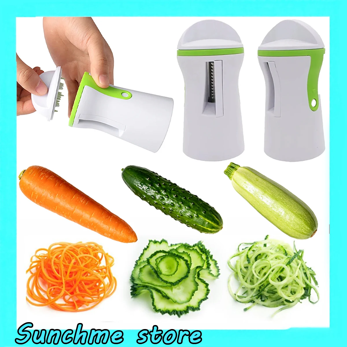 Espiralizador de Verduras de Alta Resistencia, Rallador en Espiral, Cortador de Pasta de Calabacín, Fideos y Espaguetis, Preparación Saludable de Ensaladas