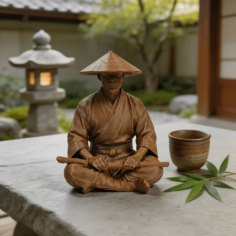Meditative Sword-Wielding Samurai Statue Ornament, Unique Home Decor, Creative Home Accent