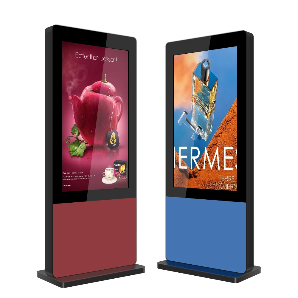 Outdoor Touch Digital Signage 55 65 75 Inch Advertising Screen Floor-standing Kiosk with High Brightness Display Technology
