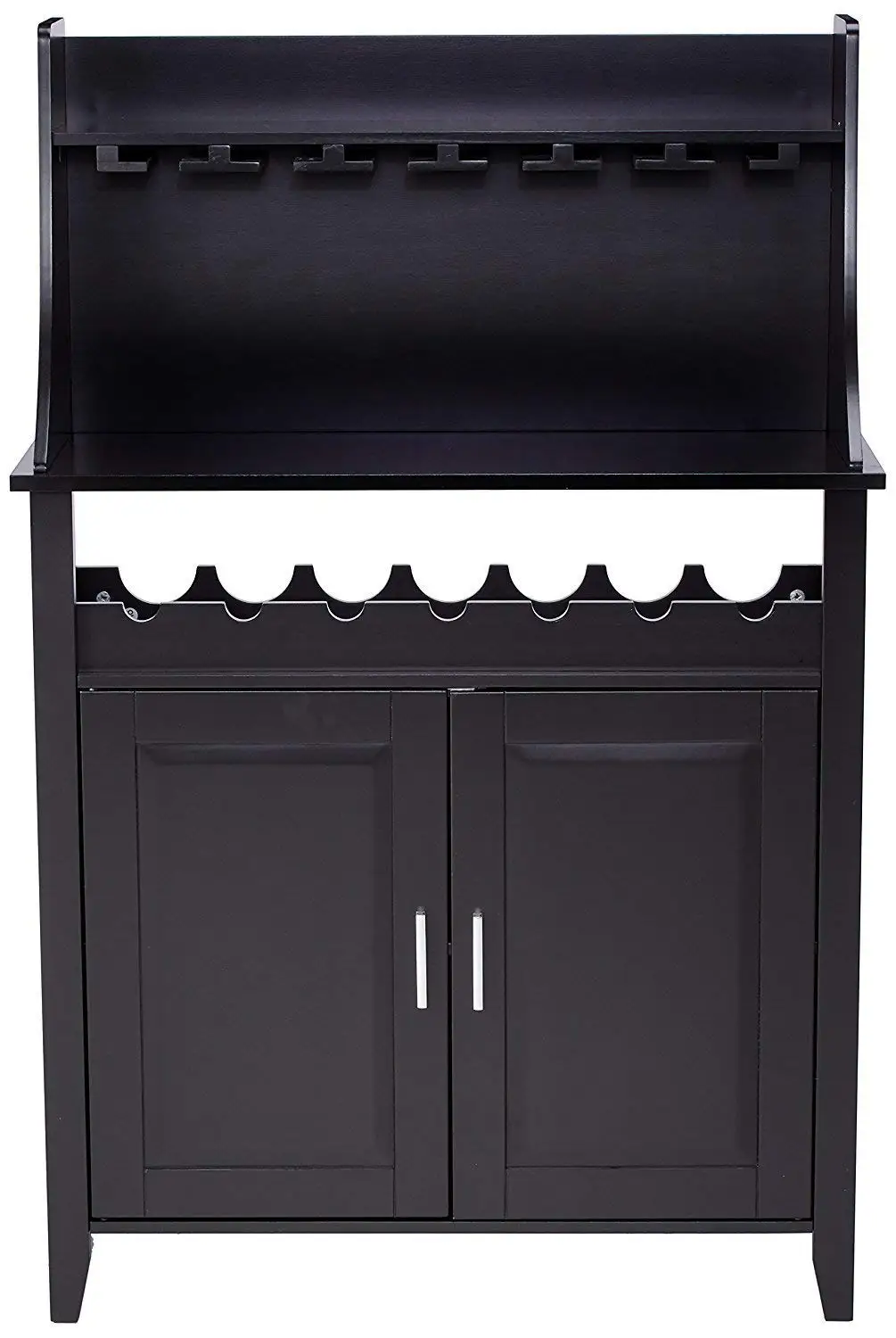 Wood Wine Rack Buffet Storage Cabinet with Glass Door & Drawer, Kitchen Dining Room Sideboard, Black, Customized