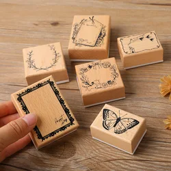 Original light retro handbook seal, butterfly, cat, garland message card, decorative material printing stamp journal stamp