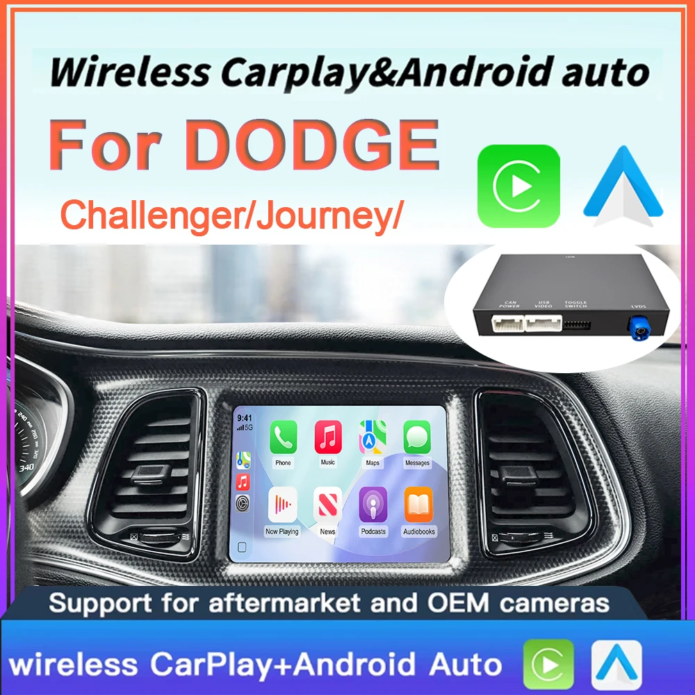 Wireless CarPlay Android Auto Retrofit Kit OEM Screen Upgrade Decoder Box for Dodge Challenger Journey  Interface