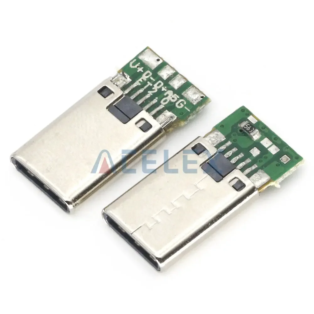 Conector USB 3,1 tipo C de 10 piezas, adaptador de receptáculo de enchufe hembra/macho de 12 y 24 pines para soldar Cable y Cable de 24 Pines,