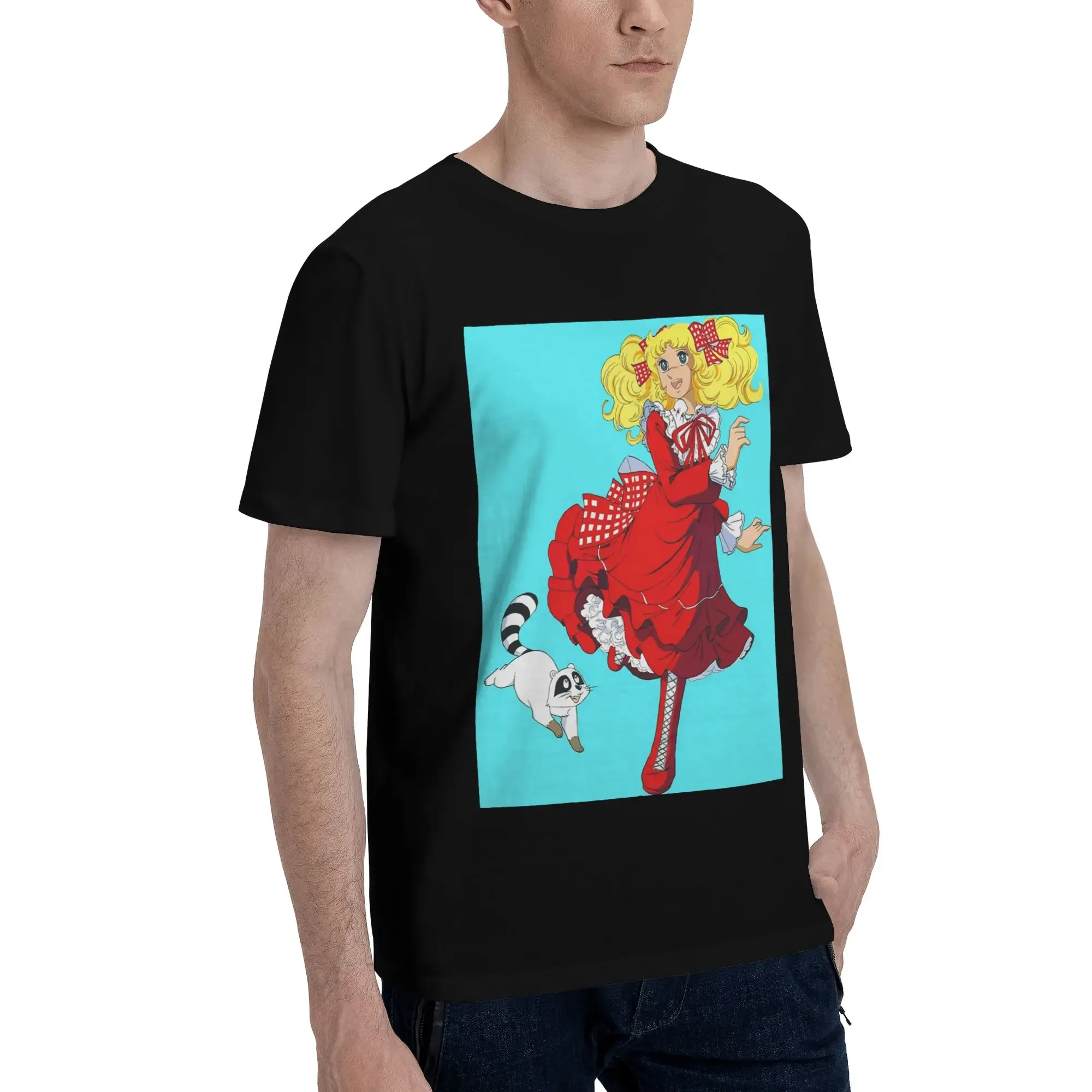Candy Candy Snow Capucin Men T-Shirt Oversized T Shirts Men's Crew Neck Cotton Tees Short Summer Male