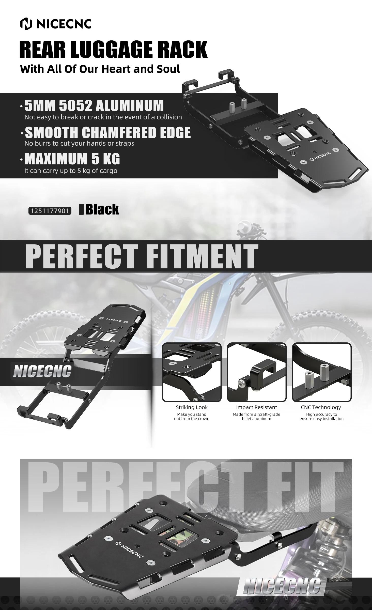 (EU-Lager) Heckgepäckträger-Kit 2017-2025 für Surron Light Bee X S L1E Segway X160 X260 Elektro-Dirtbike Topcase-Halterung – Detail 1