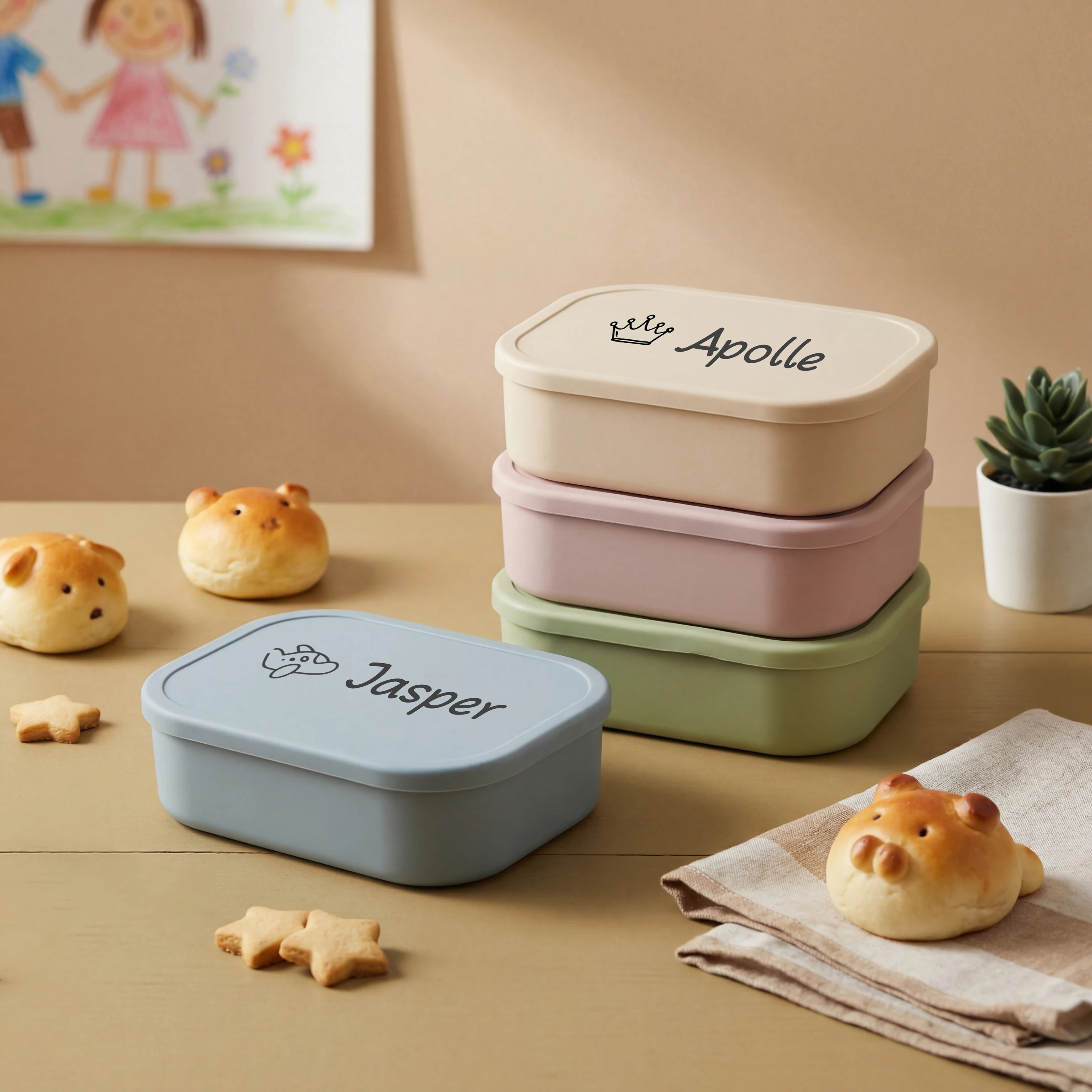1pc Custom Lunch Box with Name,Back to School Gifts,Children Adults Food Container,Bento Lunch Box for worker,Silicone Lunch Box