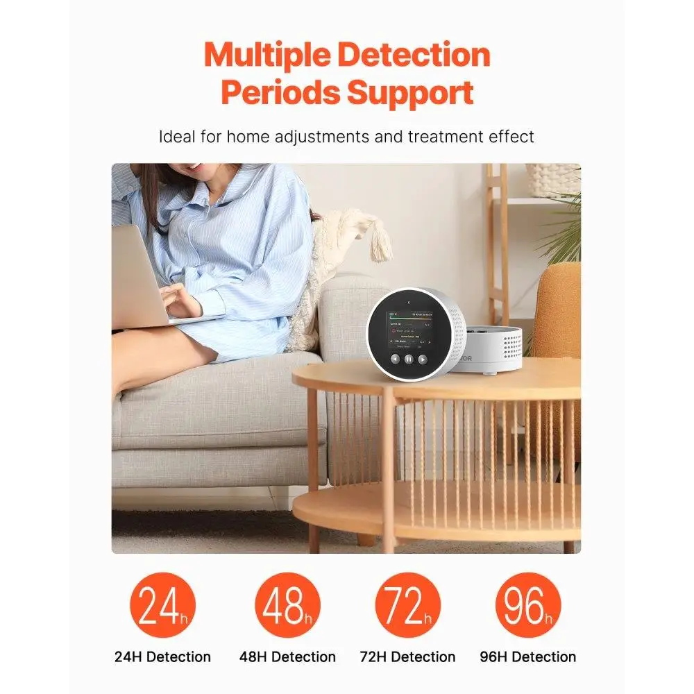 เครื่องตรวจจับ Radon Air คุณภาพแบบพกพาแบตเตอรี่สําหรับใช้ในบ้าน 3.3Bq ถึง 37kBq/m3 การตรวจสอบจริง