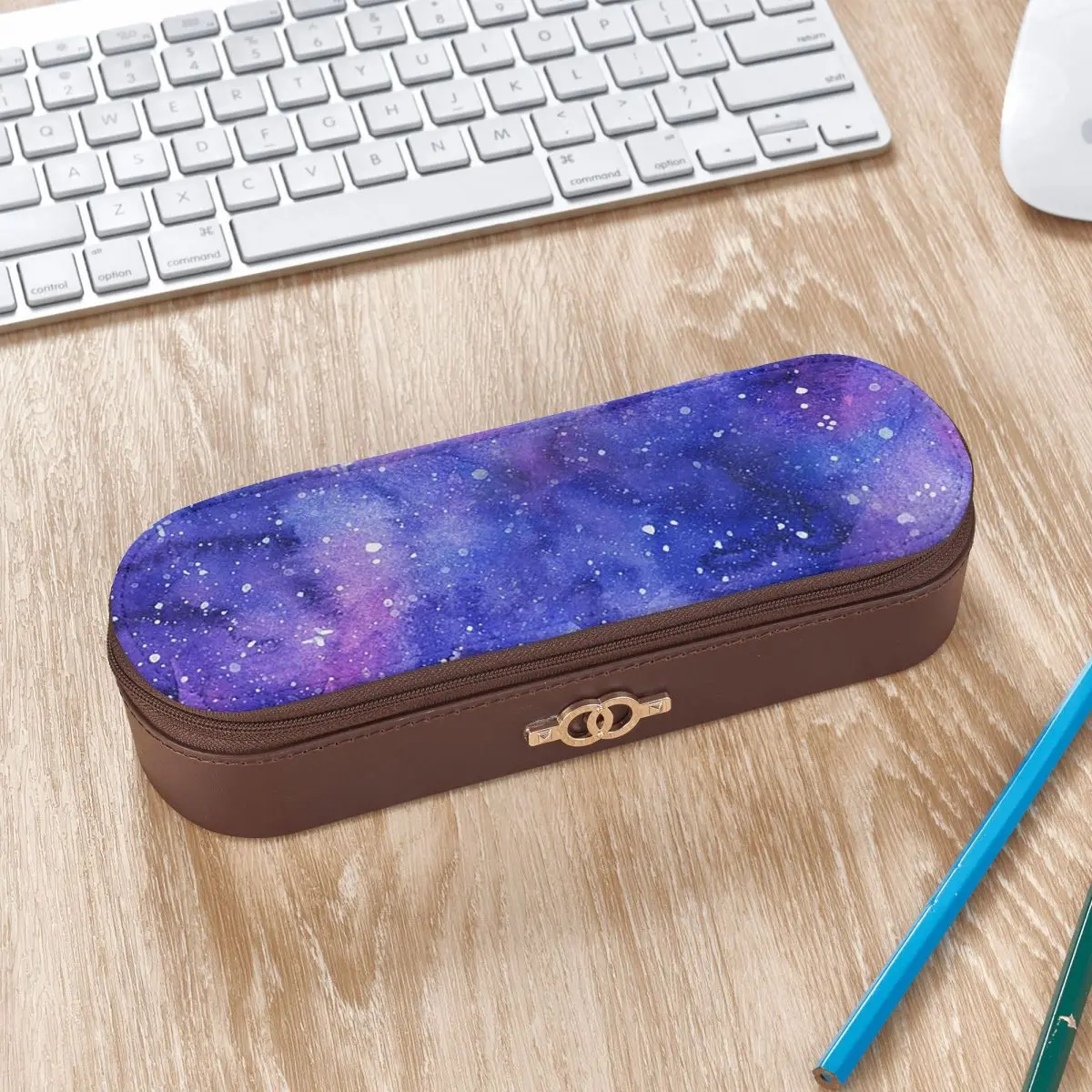 Space Galaxy Constellation Leather Pencil Cases Pen Holder Storage Stationery Supplies Pen Box Pencil Bag for Boy Girl Gifts