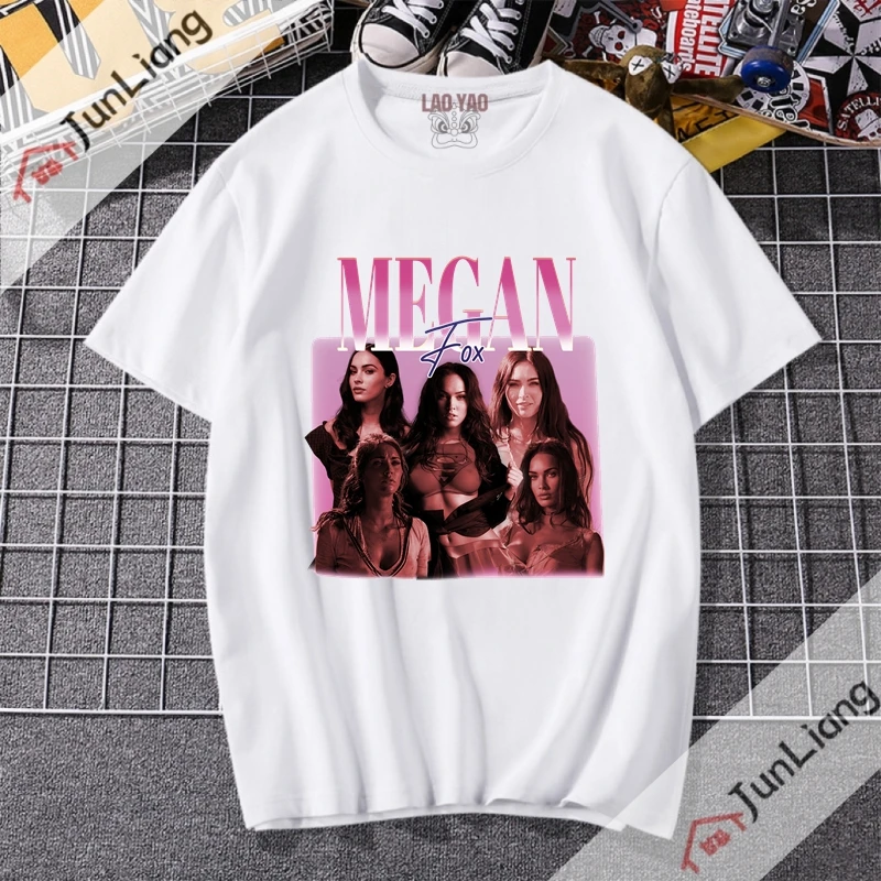 Megan Fox Streetwear Movie Actress Y2k Clothing Short Sleeved T-shirt T-shirts for Women Goth Clothes Harajuku Tops Men Graphic