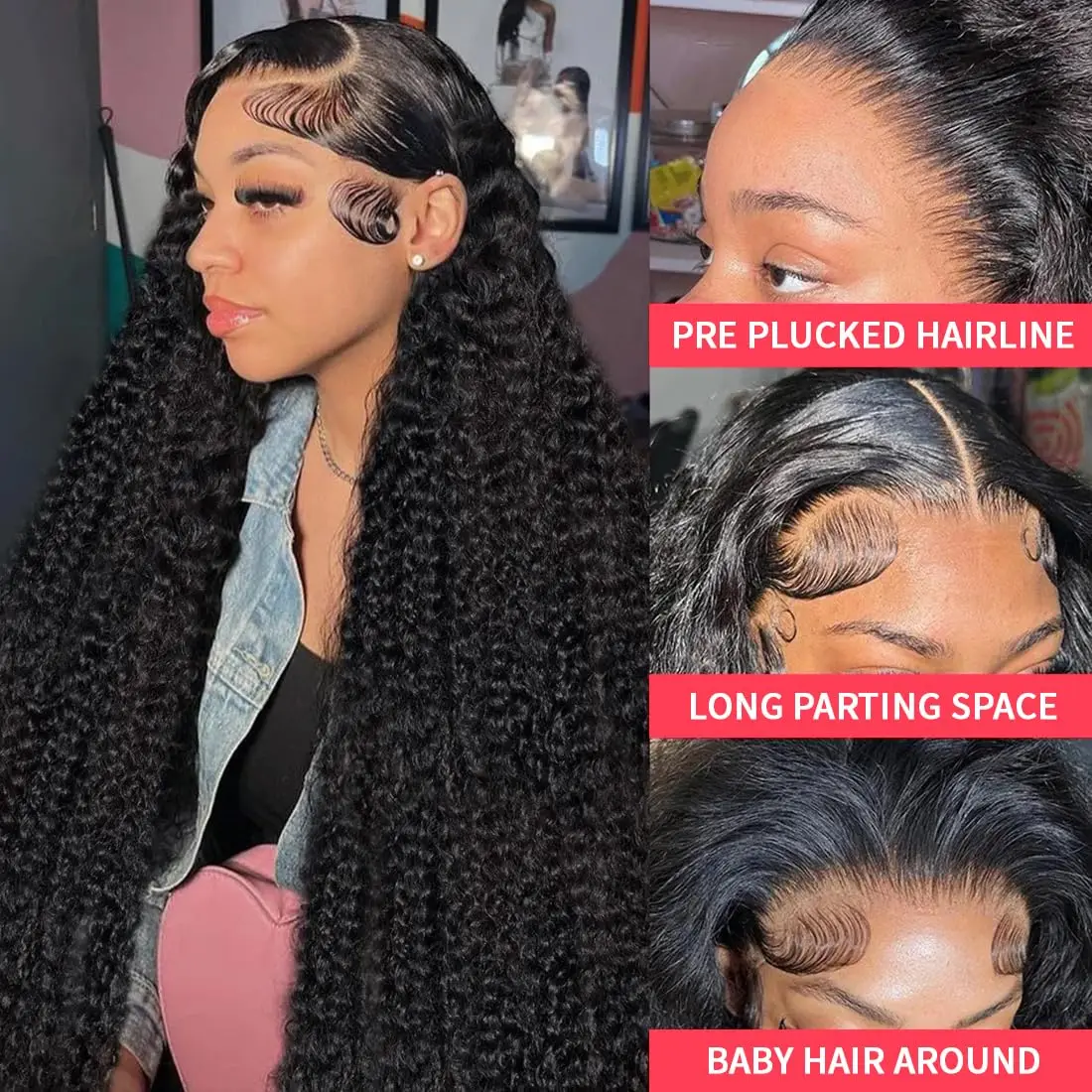 13X4 Deep Curly Lace Front Wig  13x6 HD Lace Frontal Wig  Human Hair 28 30 32 34  InchLace Frontal Wig Deep Wave Frontal Wig