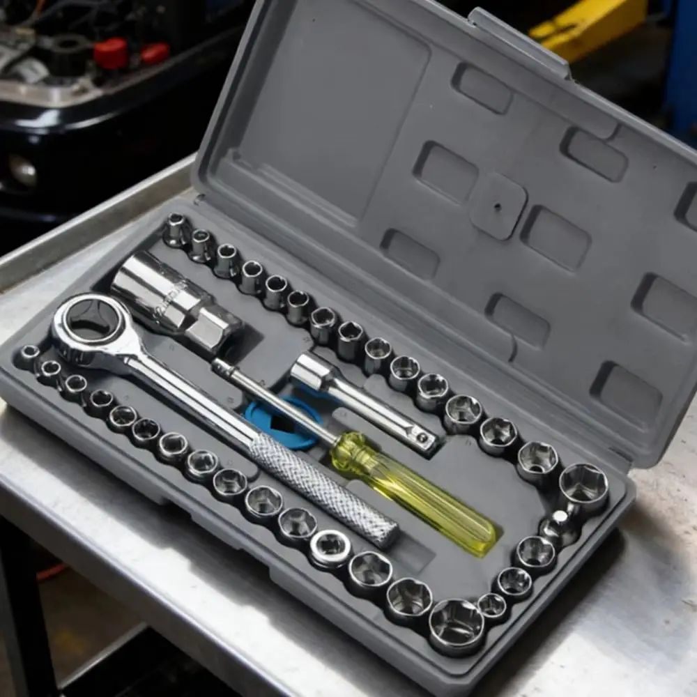 

40Pcs/Set Socket Wrench Car Vehicle Toolbox Repair Tools Kit High Hardness Auto Repairing Tool Wear Resistance Hand Tools