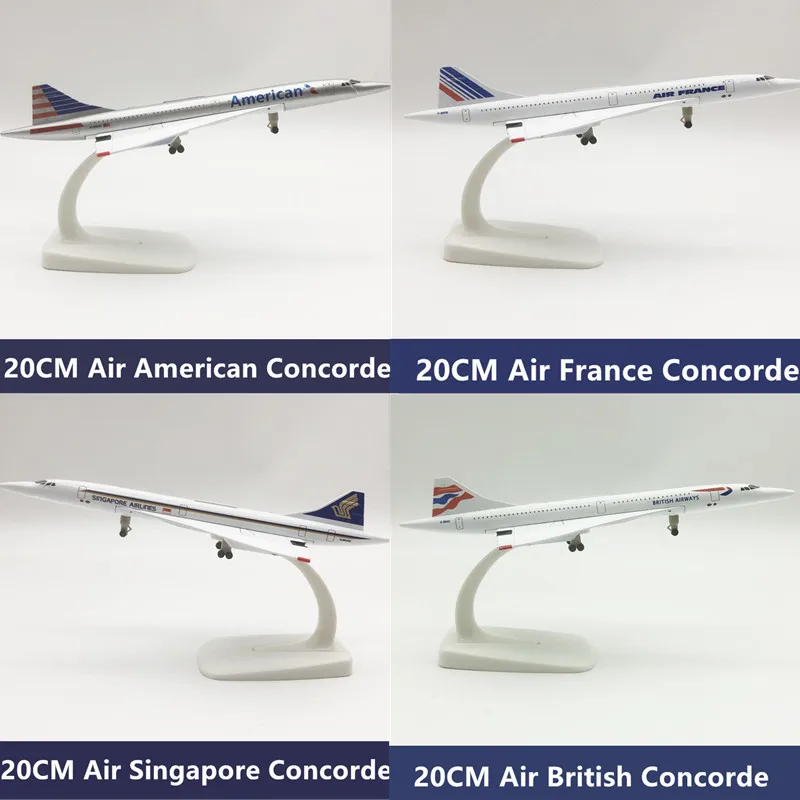 16/20cm Plane Model Concorde Air France/British/Singapore/American Diecast Alloy Airplane Airlines with Stand Children Toys Gift
