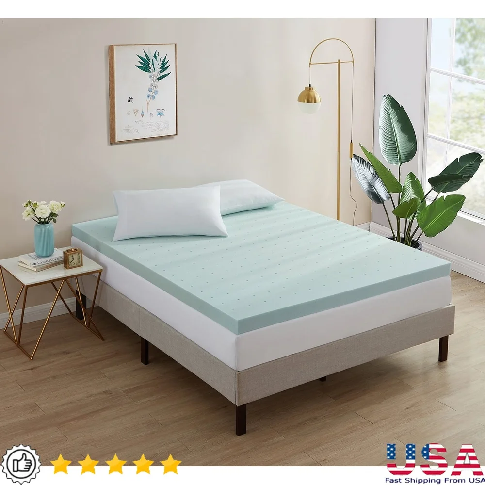 

Cooling Gel Memory Foam Mattress Topper Twin 2 inch Infused Breathable Comfortable Sleep Upgrade Hypoallergenic Airflow