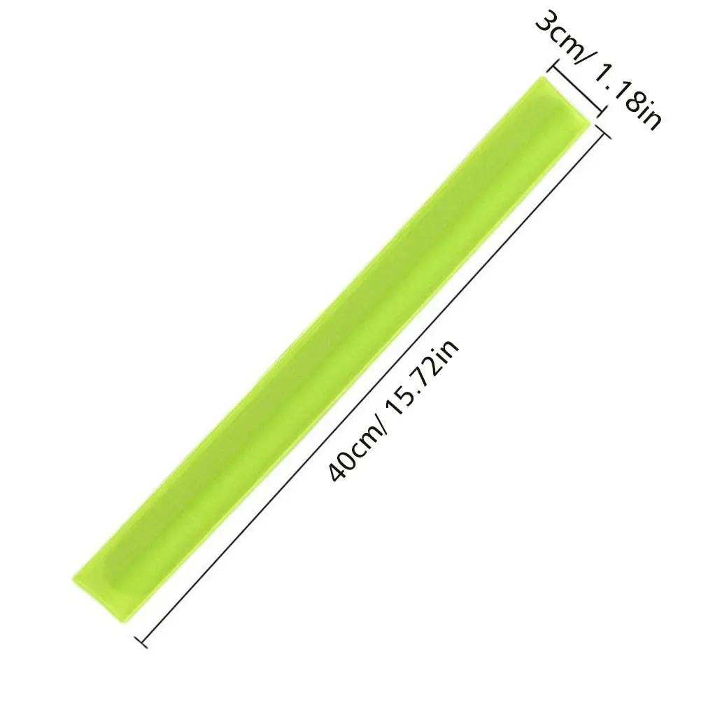 10Pcs Reflective PVC Wrist Bands Slap Bands Safety Armbands High Visibility Night Running Jogging Hiking Bracelets Green