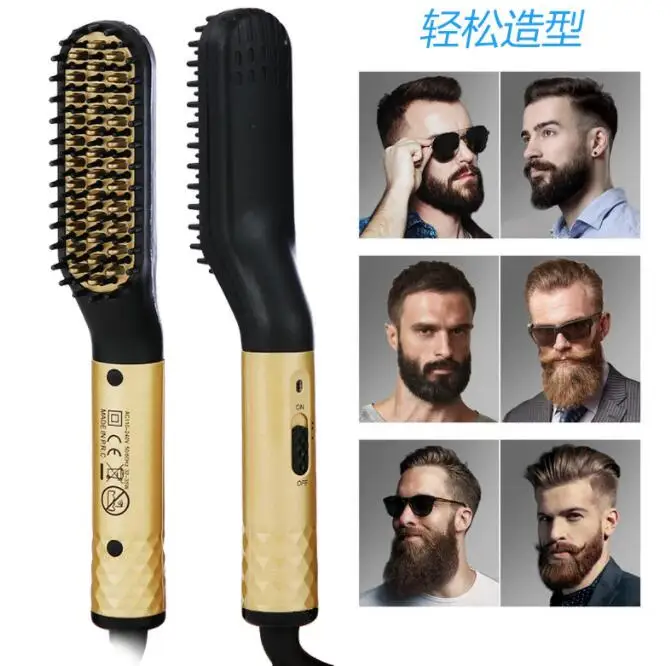 

beard straightener brush hair straighten hot Comb Hair Curler Fast Heating Straightening Brush