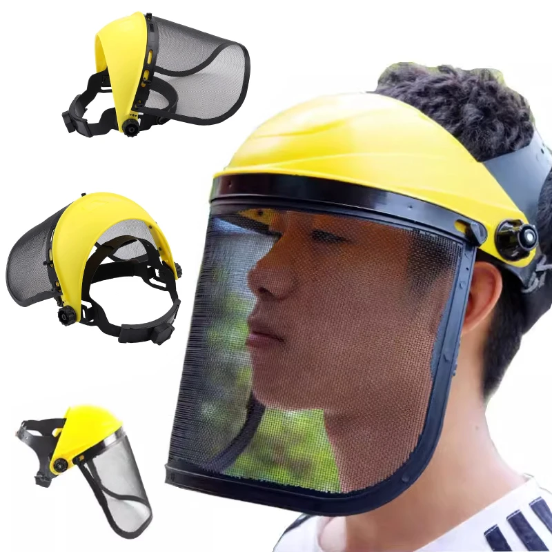 Garden Grass Trimmer Safety Helmet Hat Safety Face Shield Splash Prevention Electric Cutting Mask Full Face Mesh Protective Mask