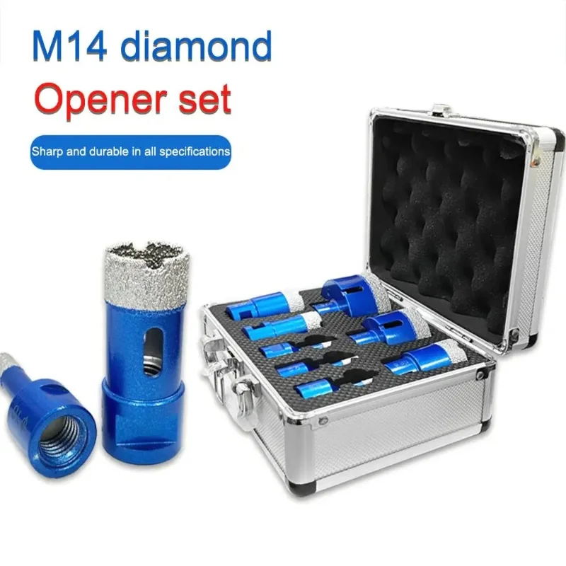 M14ドライダイヤモンドコアドリルビットセット、磁器、大理石、ガラス、花崗岩用ホールカップソーカッター切削工具
