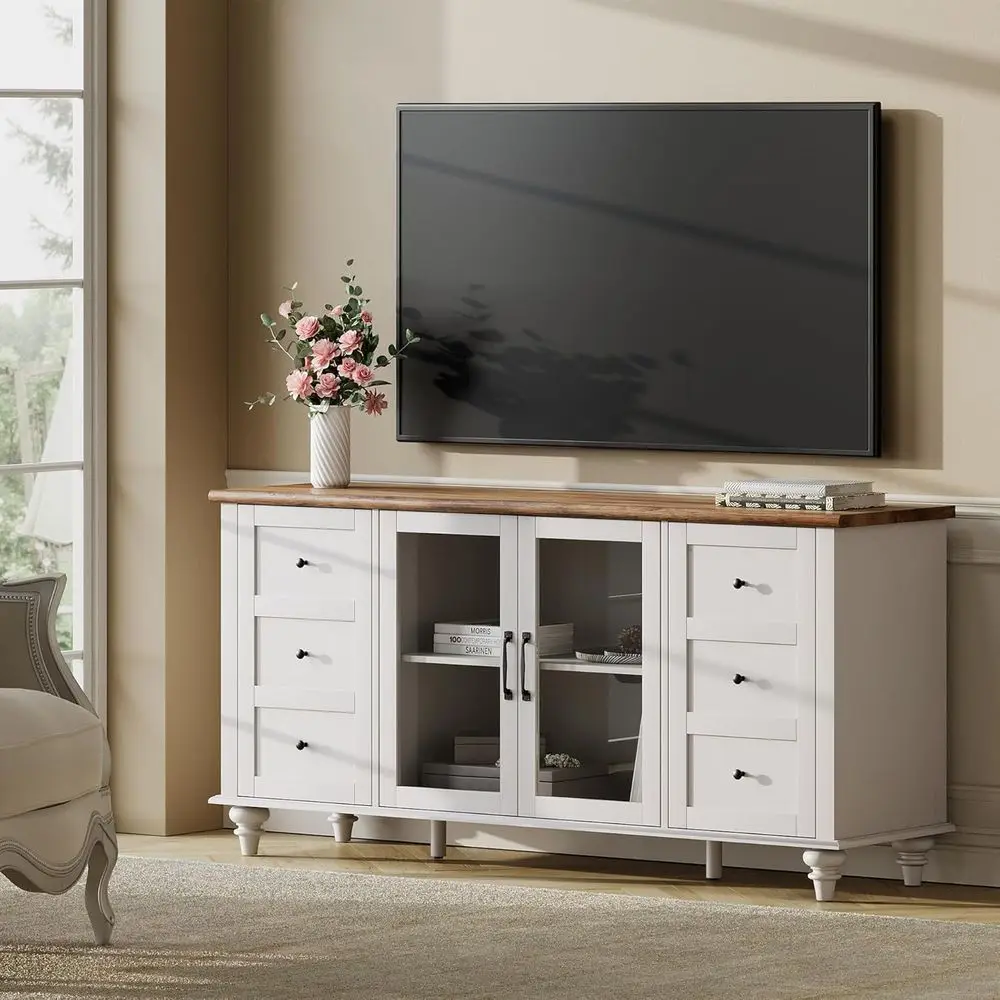 

Современная тумба под телевизор белого цвета и цвета дуба со стеклянными полками, шкаф для хранения вещей для телевизоров с диагональю 32-75 дюймов