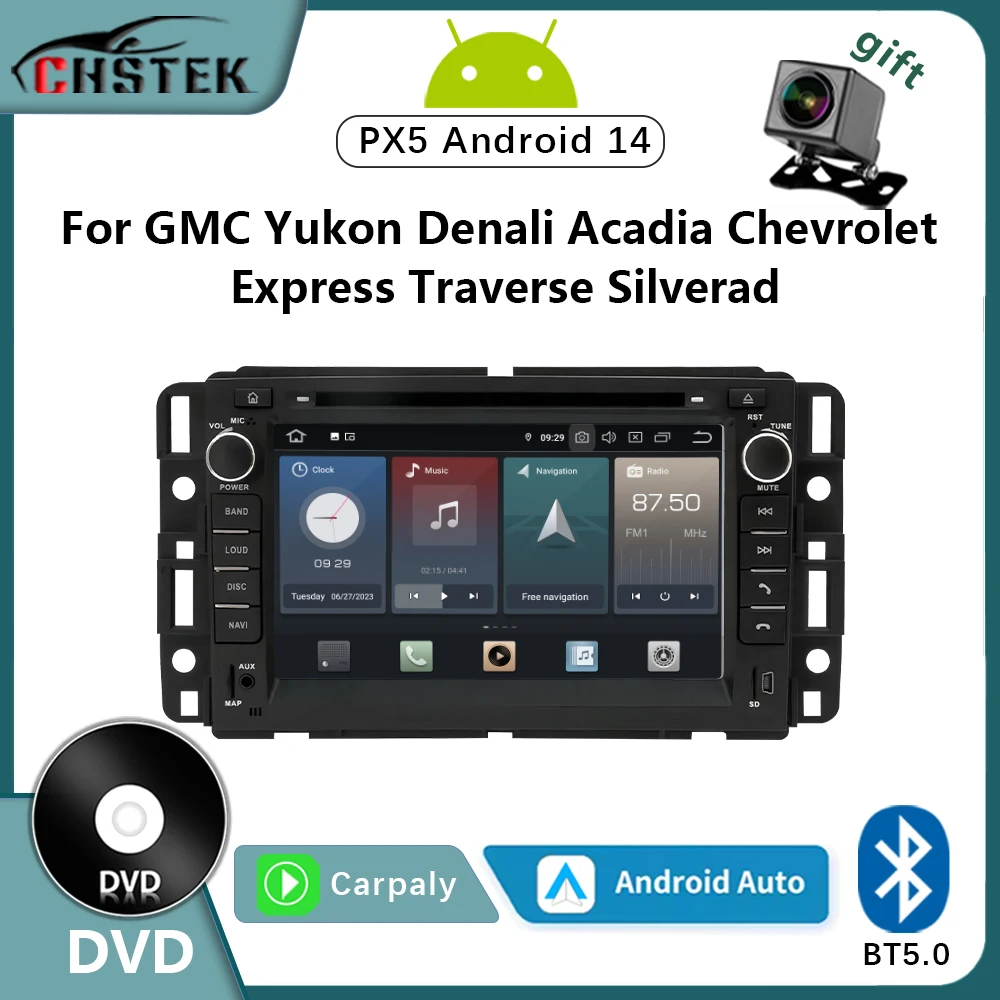 CHSTEK Car Radio Android 14 for GMC Yukon Denali Acadia Chevrolet Express Traverse Silverado DVD CarPlay Autoradio Multimedia