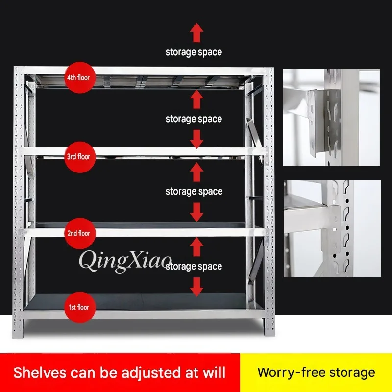 304 Stainless Steel Heavy Duty Storage Rack With Shelves For Cold Storage Warehouse Basement Industrial Commercial Use Equipment