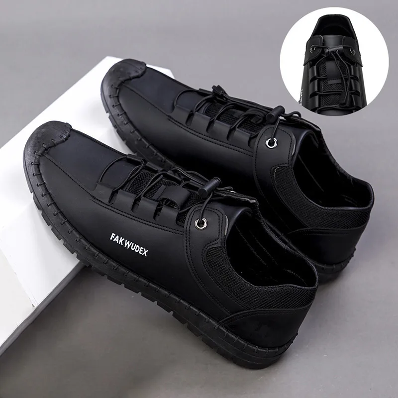 Mode nouveaux hommes baskets confortable en cuir chaussures décontractées pour hommes semelle souple chaussures de course concepteur à lacets hommes chaussures de travail 2025