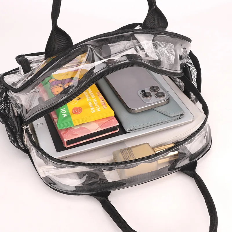 PVC Shoulder Bag Transparent Body Design with Colored Shoulder Straps Fashionable Versatile Capacity Portable Messenger Bag image 5