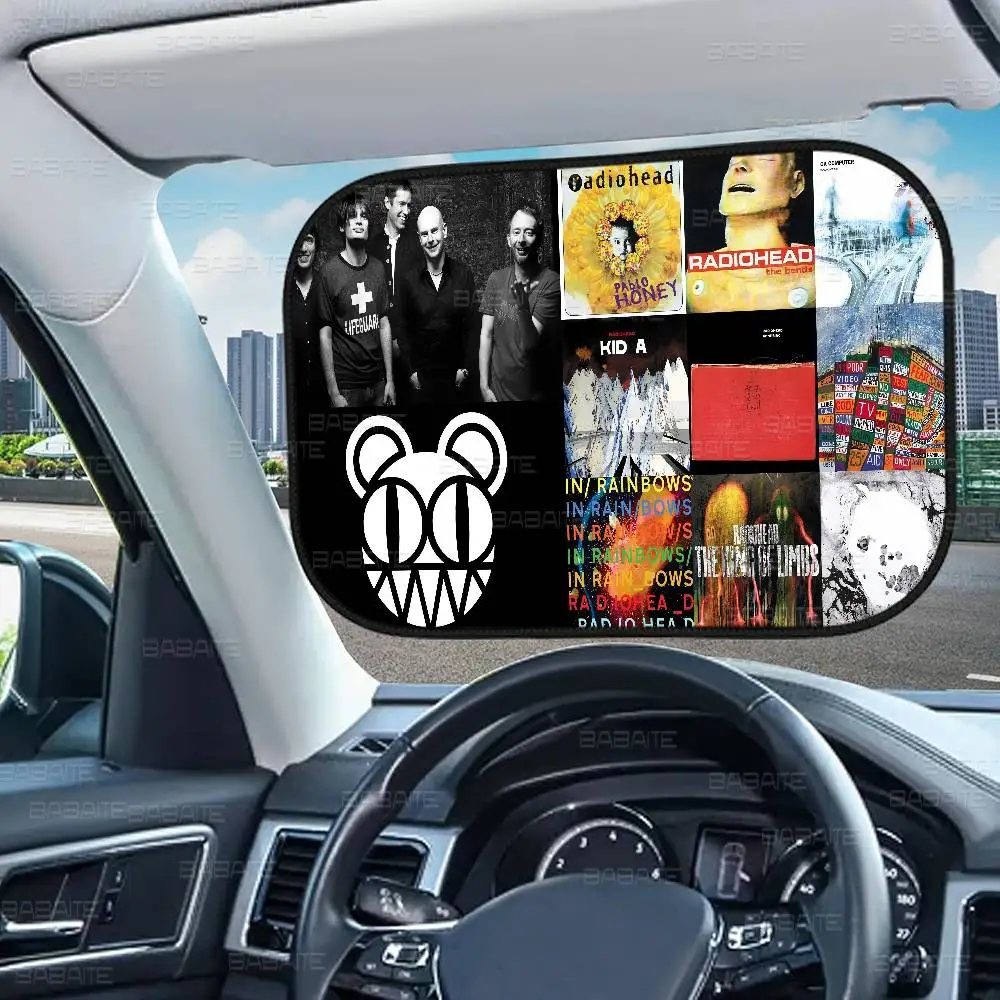 Radioheads الموسيقى الفن 1 قطعة نافذة ظلة غطاء للأطفال العالمي سيارة طوي سيارة الشمس الظل غطاء UV حماية الستار الجانب #4