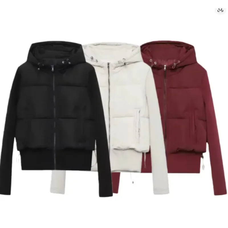 

Autumn and winter women's clothing, casual zipper slim-fit short hooded cotton jacket