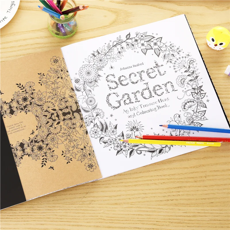 Pequeno Tamanho Secret Garden Coloring Book, Stress Relief, Versão Adulto, Pintados à Mão, Enchimento, Pintura Mandala, Brinquedo Montessori