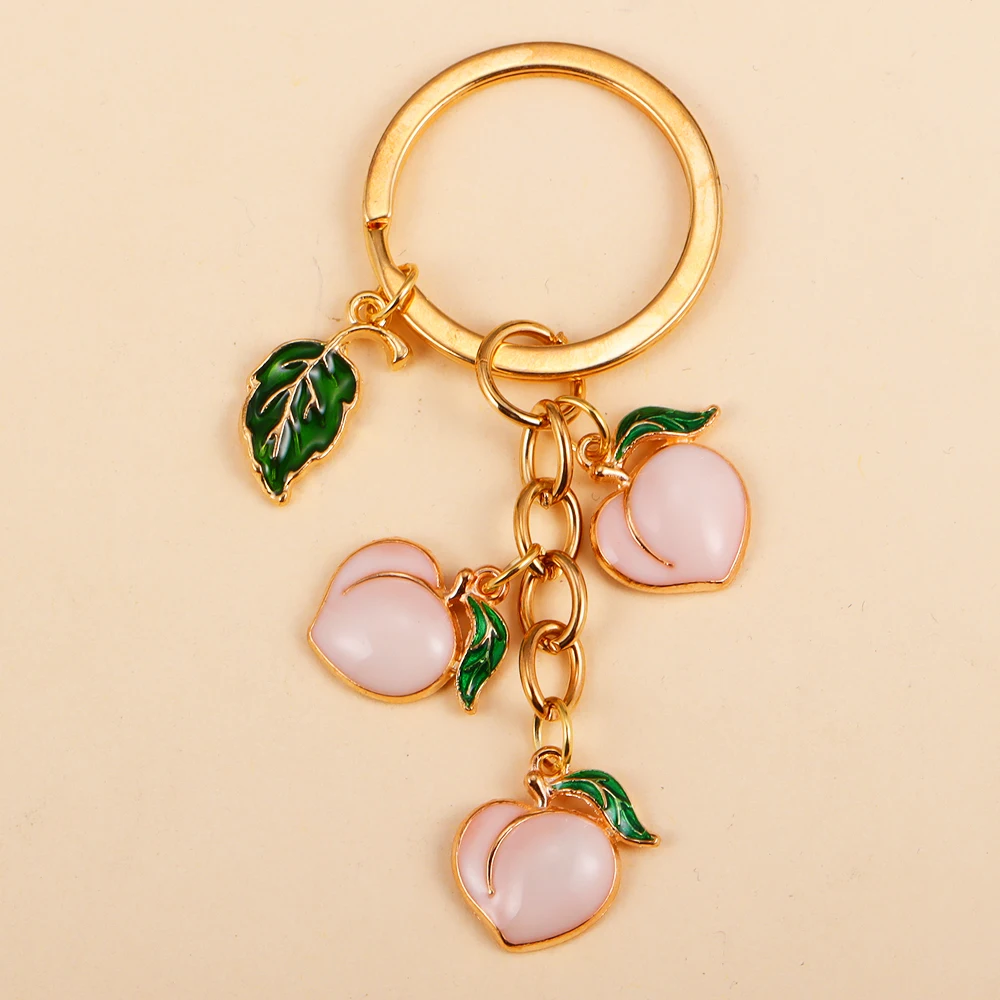 Lovely Enamel Grapes Orange Lemon Keychain Cute Fruit Keyrings For Women Men Handbag Car Key Wallet Decor DIY Jewelry Gifts