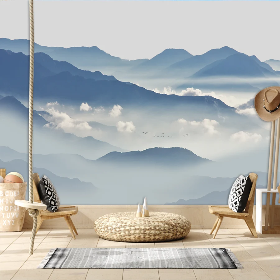 

Custom Peel and Stick Wallpaper Accept for Bedroom Walls Living Room Contact Paper Mountain Cloud Wall Papers Home Decor Murals