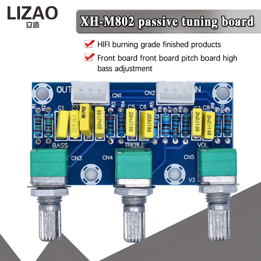 LIZAO XH-M802 Passive Tuning Board, HIFI Grade Bass Treble Volume Adjustment Preamp Control Module