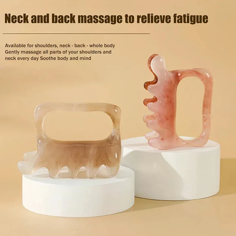 Versatile Handheld Face & Body Massager - Resin Guasha Device for Soothing Neck, Shoulder, Back Discomfort