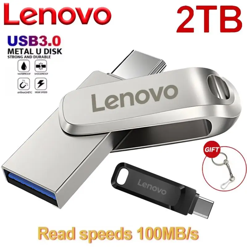 NEW Lenovo USB 3.0 Flash Drive High Speed Pen Drive 2TB Usb 3. 0 Memory Stick 1TB Flash Pendrive 128GB Metal Memoria Usb Disk