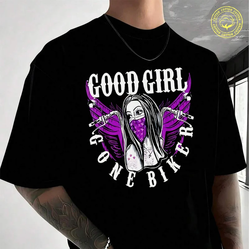 

Good Gril Motorcycle Print Moto Cotton T-Shirt For Riders Men's And Women's Fashion Casual High Quality O-Neck Tshirt Tee 2026