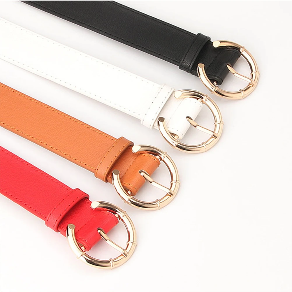 

Wide PU Women Solid Waistband Pu Girdle Round Pin Buckle Belt Round Pin Buckle Belt Durable Fashion Accessory