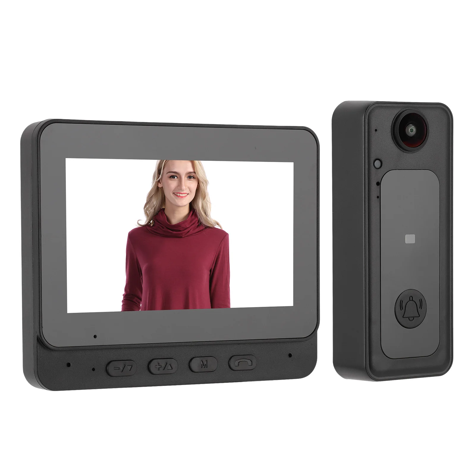 Smart Doorbell Smart Wireless Video Doorbell 4.3 Inch Screen 170° Wide Angle 2 Way Intercom Auto Recording Security Doorbell