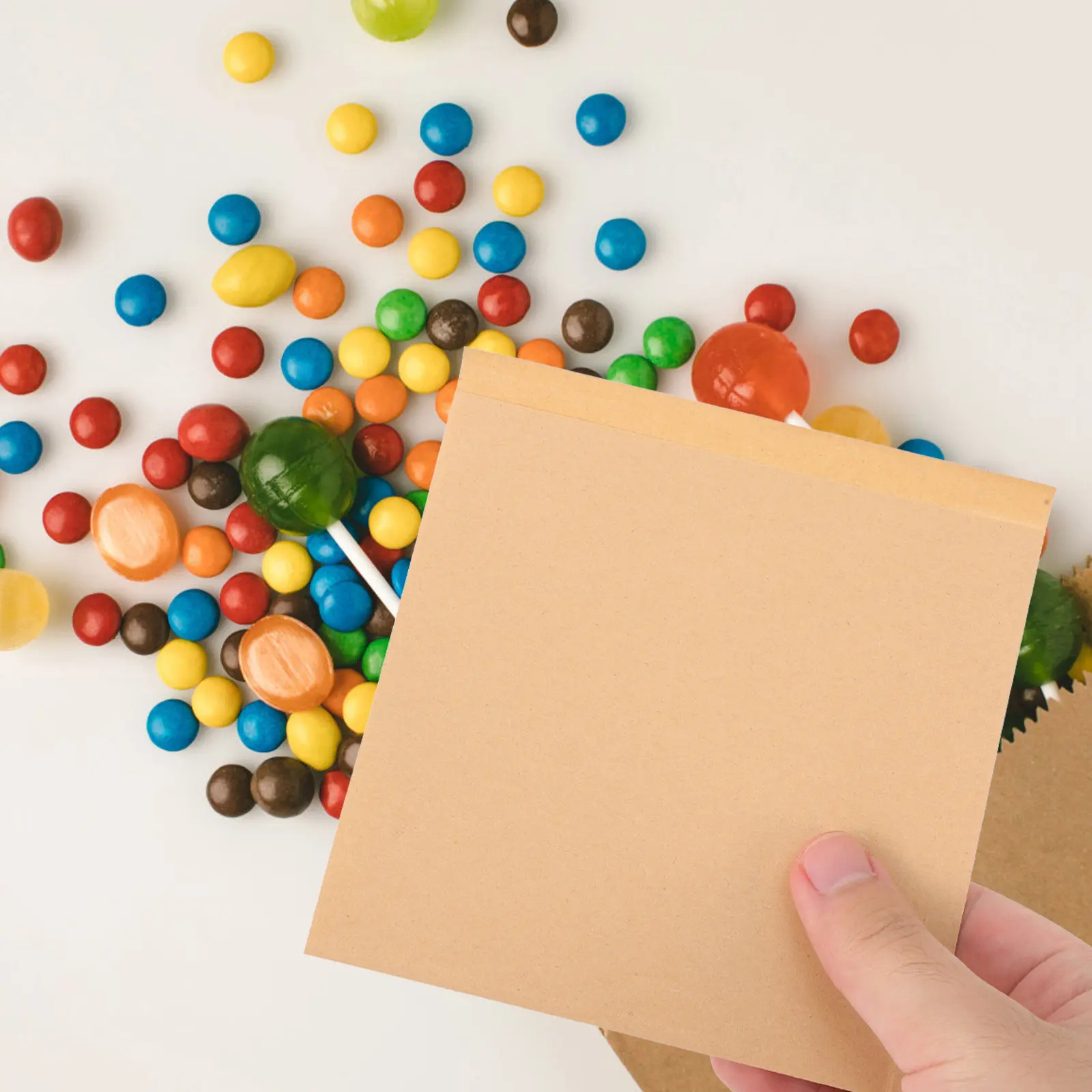 200Pcs Eco Friendly Food Grade Kraft Paper Bags Large Capacity Oil Proof Disposable Snack Bag for Chips Chicken Wings Candy