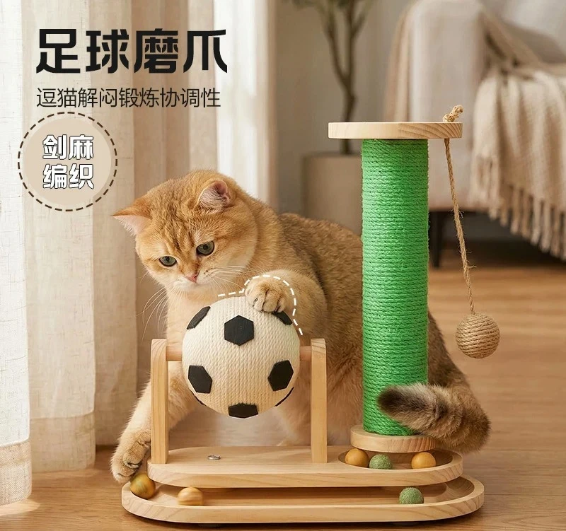 Rascador vertical para gatos de madera maciza y sisal, resistente al desgaste y no se desprende, poste rascador para gatos, plat