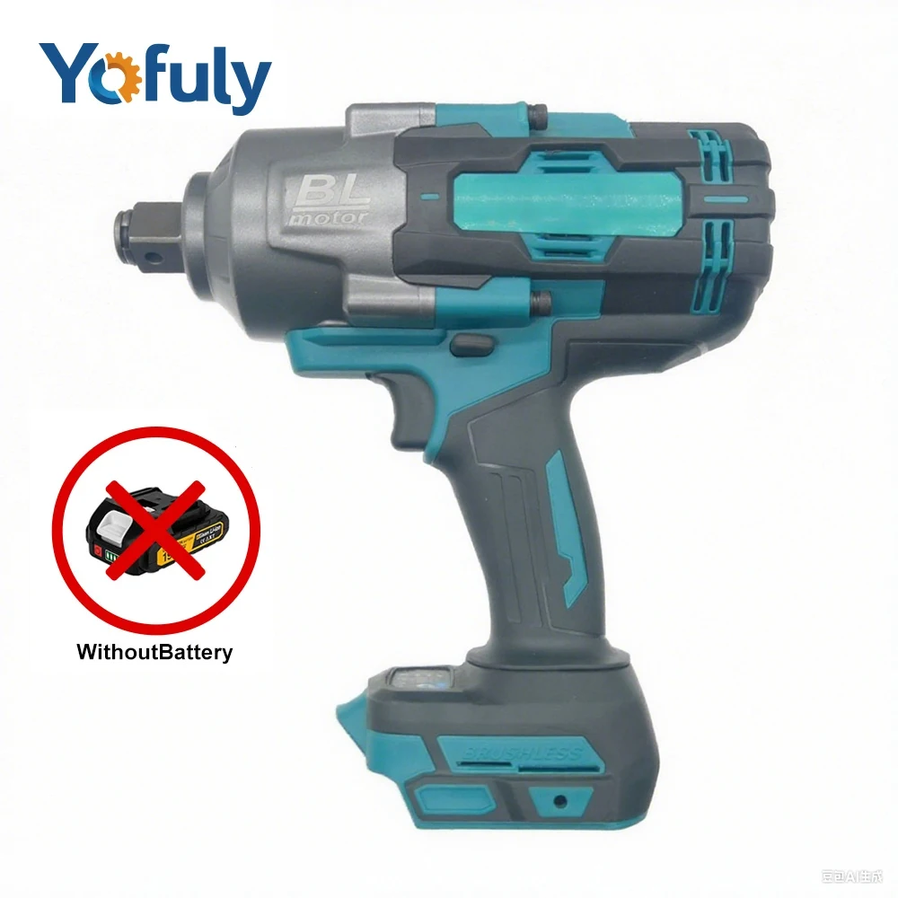 

Yofuly 1000N.m High Torque Brushless Electric Impact Wrench for Car Tire Repair & Removal Compatible with Makita Battery