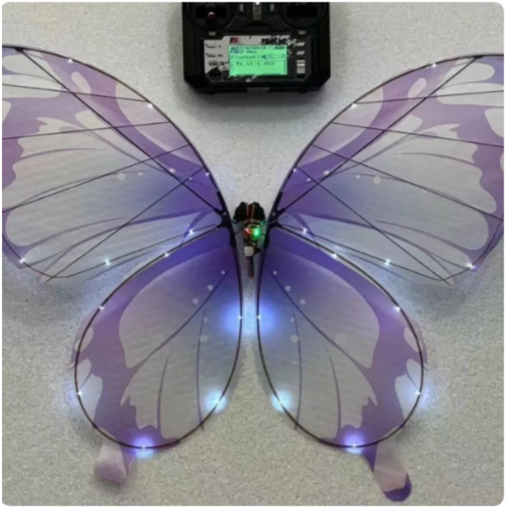 RC Bionic Butterfly with LED Lights Flapping Wing Aircraft Powerful Motor Easy Control for Stage Performance Wedding Gift Toy