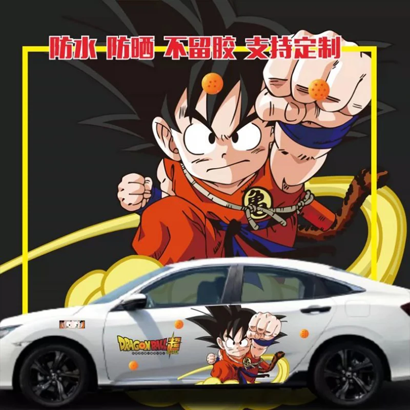 Dragon Ball Car Sticker Car Cover Car Film Scratch Blocking Cartoon Super Saiyan Son Goku Vegeta Anime Sticker Car Decoration