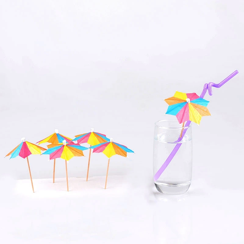 A66I2 144 قطعة شرب مظلة مزيج اللون كوكتيل ورق تزيين مظلة كوكتيل تسجيل حفلة عيد ميلاد المتاح