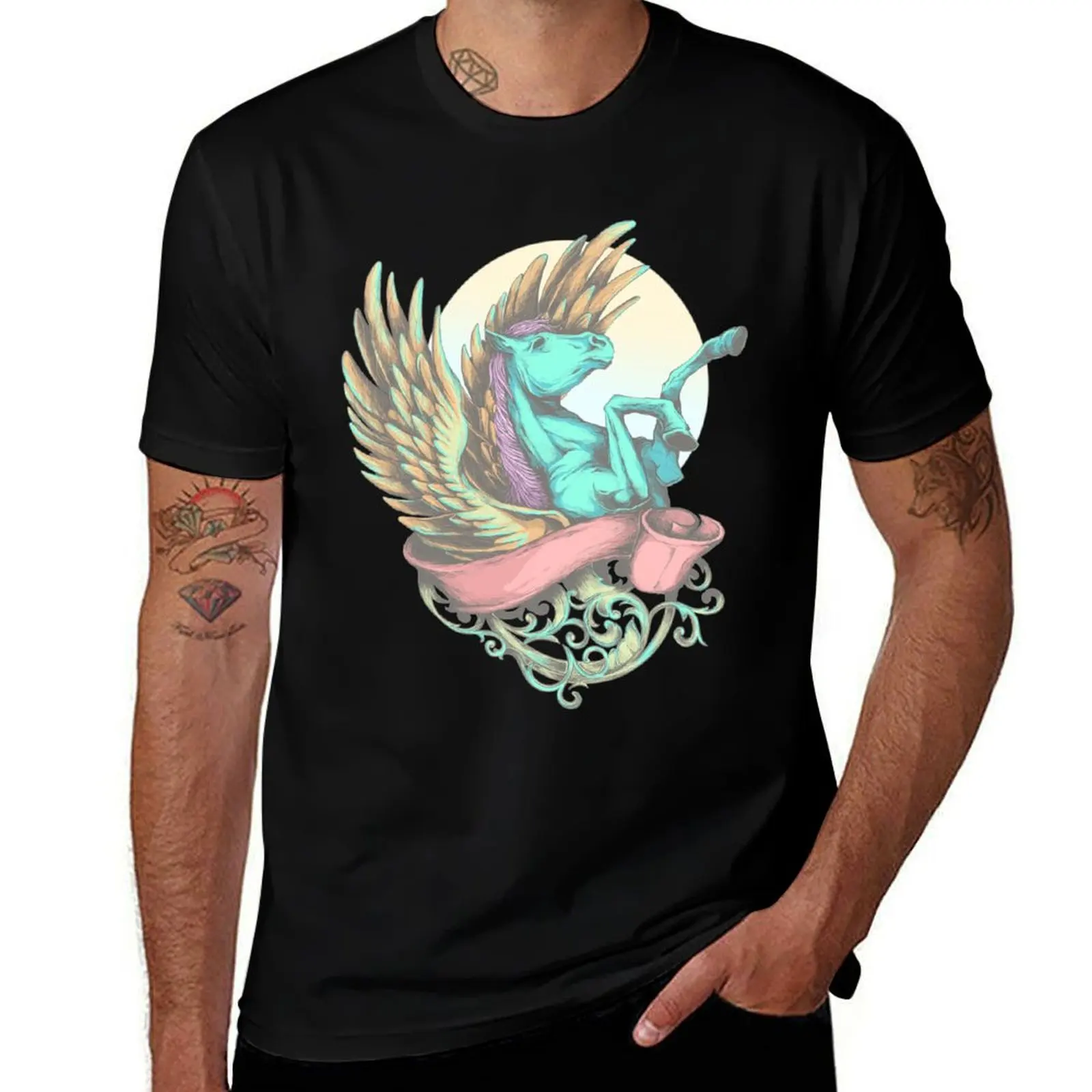 The Divine Stallion T-Shirt Minimalist Plain Crew Neck T-Shirt
