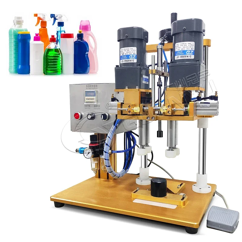 

Guanyu Semi Automatic Desktop Pneumatic Plastic Caps Screw Machine Cosmetics Water Beverage Glass Spray Bottle Capping Machine